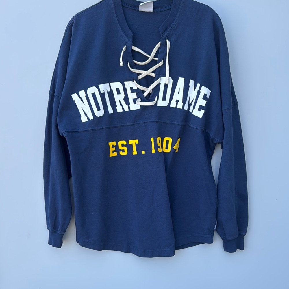 Notre Dame size,‎ small Spirit Jersey Blue Sweatshirt